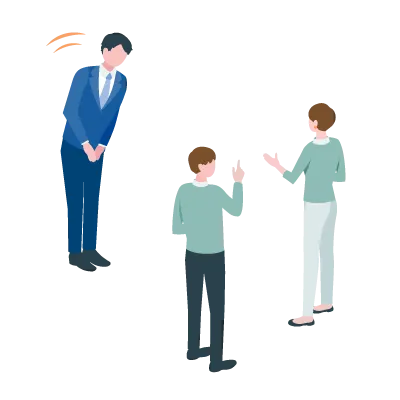顧客対応に困るスタッフのイラスト