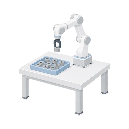 ロボットが製品を拾い上げる
