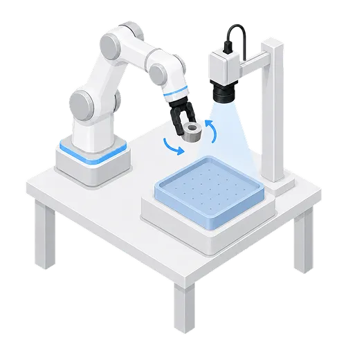 ロボットが製品の姿勢を変える